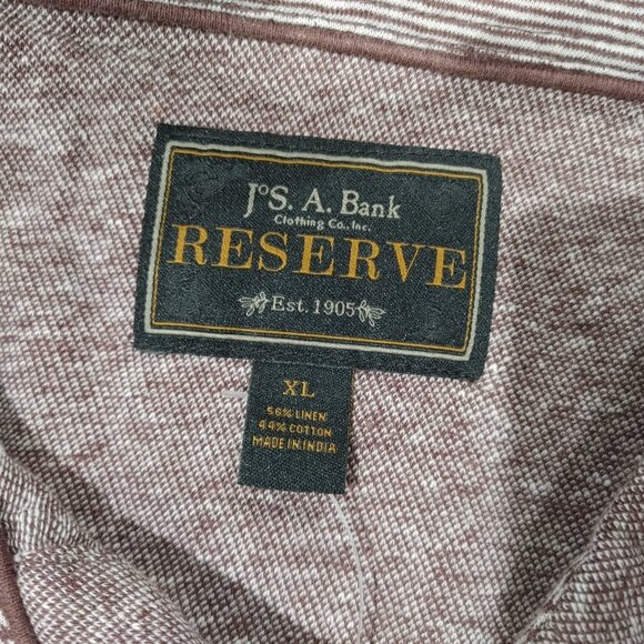 Brand New Jos A Bank Men's Button Collar T-Shirt Brown Patterned Size XL - Picture 2 of 4